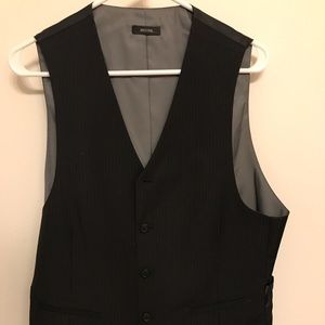 Black and grey pinstriped vest